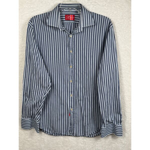 Rufus‎ Black/White Striped Button-Up Shirt Long Sleeve Cotton Casual XL